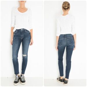 MOTHER High Waisted Looker Ankle Fray Close To The Edge Blue Size 26